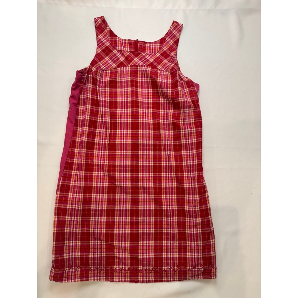 Faded Glory Plaid Dress‎ Girls XL 14/16 Red Pink Sleeveless Cotton